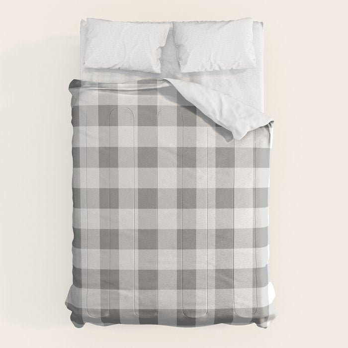 Gingham Large Gray White Comforter Gallery Image 6