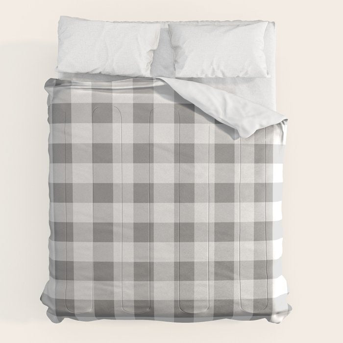 Gingham Large Gray White Comforter Gallery Image 2