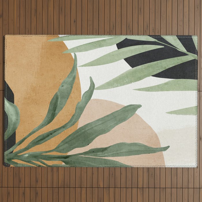 Abstract Art Tropical Leaves 4 Outdoor Rug Gallery Image 4