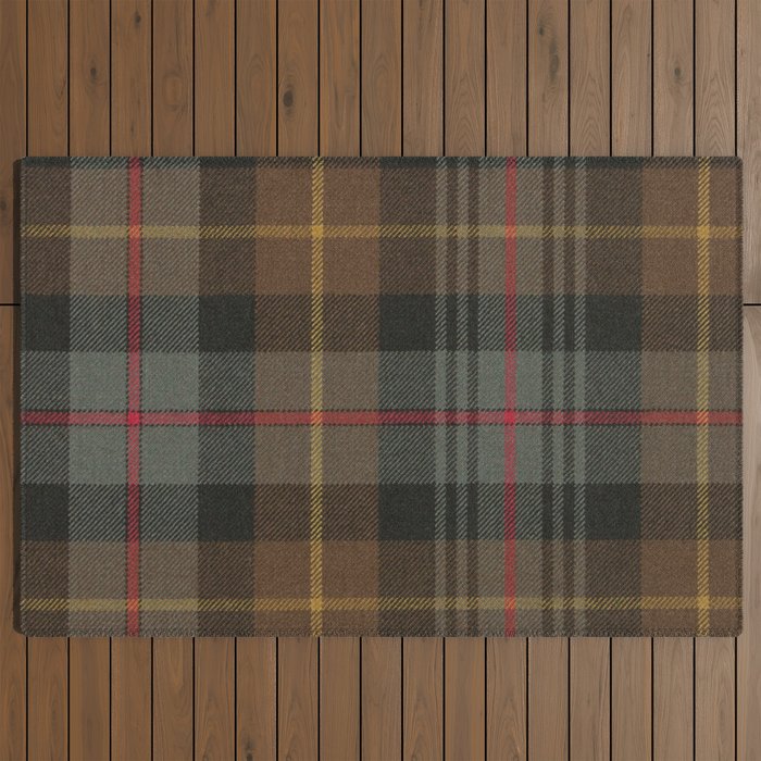 Vintage Brown Gray Tartan Plaid Pattern Outdoor Rug Gallery Image 2