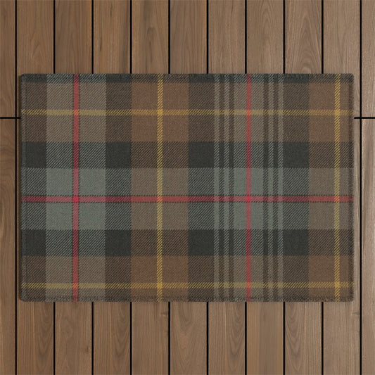 Vintage Brown Gray Tartan Plaid Pattern Outdoor Rug Gallery Image 1