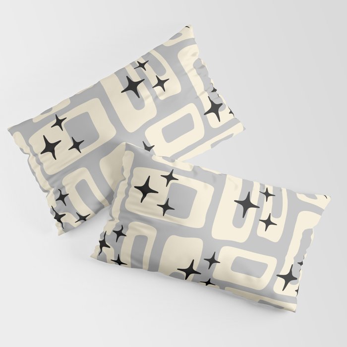 Retro Mid Century Modern Abstract Pattern 576 Gray Black Pillow Sham Gallery Image 2