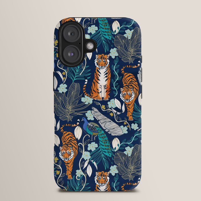 Tiger Toile on Navy iPhone Case Gallery Image 13