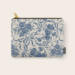 Chic Modern Vintage Ivory Navy Blue Floral Pattern Carry All Pouch Gallery Image 1
