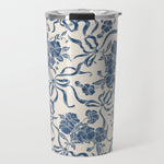 Chic Modern Vintage Ivory Navy Blue Floral Pattern Travel Mug Gallery Image 1