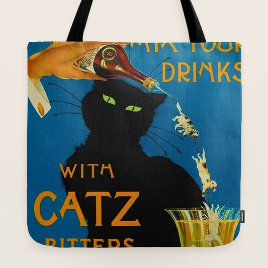 Mix Your Drinks with Catz (Cats) Bitters Aperitif Liquor Vintage Advertising Poster Tote Bag Gallery Image 2