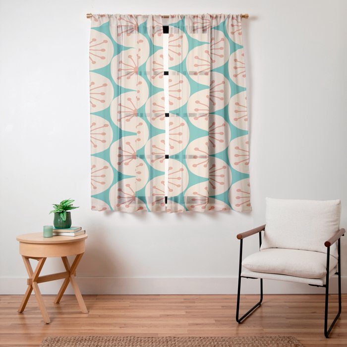 Atomic Dots Retro Midcentury Modern Pattern in Mid Mod Orange, Beige, and Turquoise Teal Window Curtain Gallery Image 19