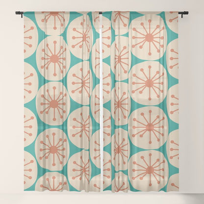 Atomic Dots Retro Midcentury Modern Pattern in Mid Mod Orange, Beige, and Turquoise Teal Window Curtain Gallery Image 21