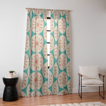 Atomic Dots Retro Midcentury Modern Pattern in Mid Mod Orange, Beige, and Turquoise Teal Window Curtain Gallery Image 10