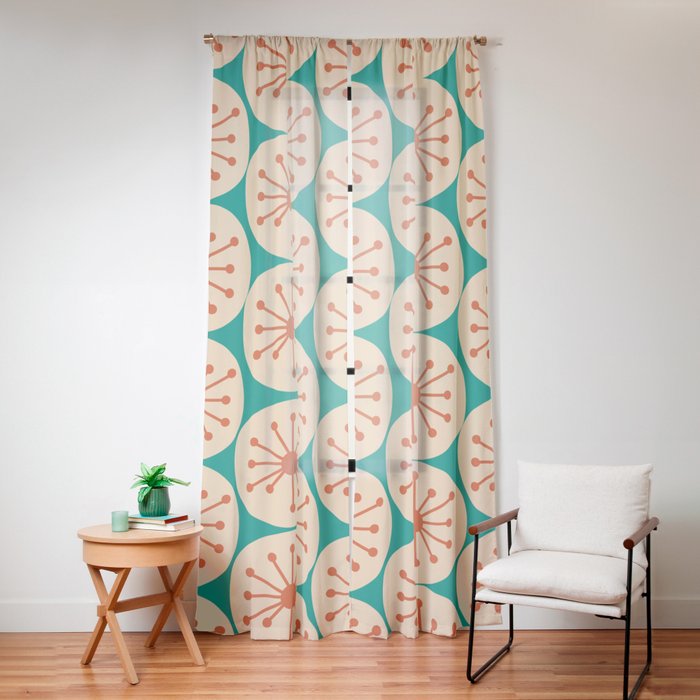 Atomic Dots Retro Midcentury Modern Pattern in Mid Mod Orange, Beige, and Turquoise Teal Window Curtain Gallery Image 16