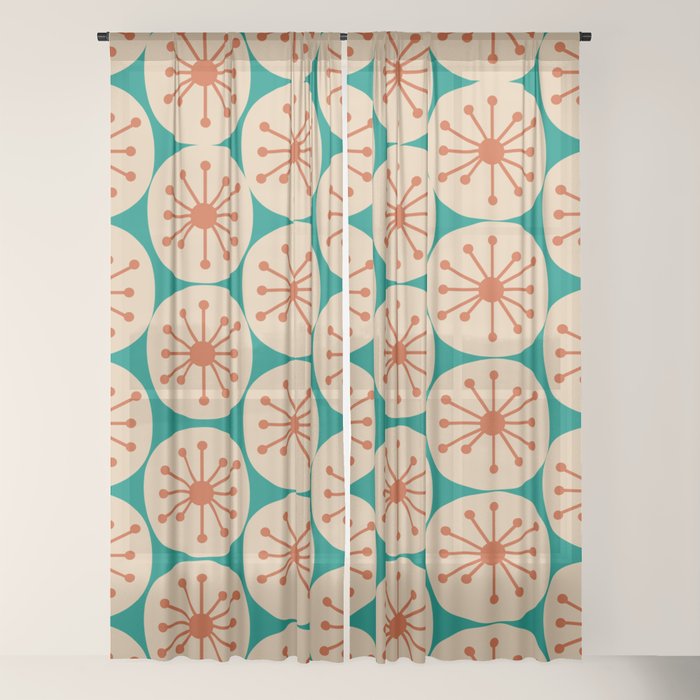Atomic Dots Retro Midcentury Modern Pattern in Mid Mod Orange, Beige, and Turquoise Teal Window Curtain Gallery Image 22