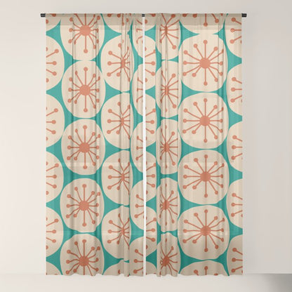 Atomic Dots Retro Midcentury Modern Pattern in Mid Mod Orange, Beige, and Turquoise Teal Window Curtain Gallery Image 22