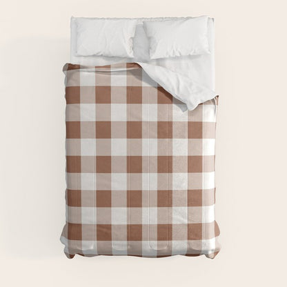 Gingham Large Brown White Comforter Gallery Image 8