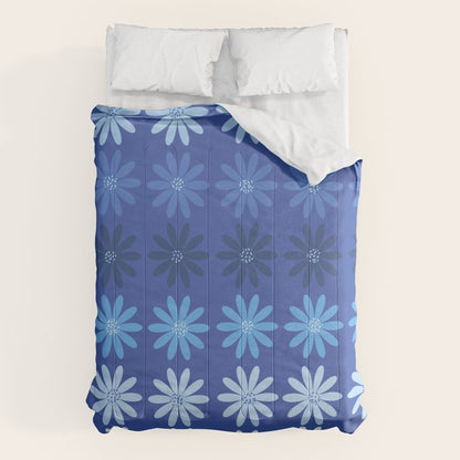 Ombre Abstract Daisies on Cobalt Blue Comforter Gallery Image 6