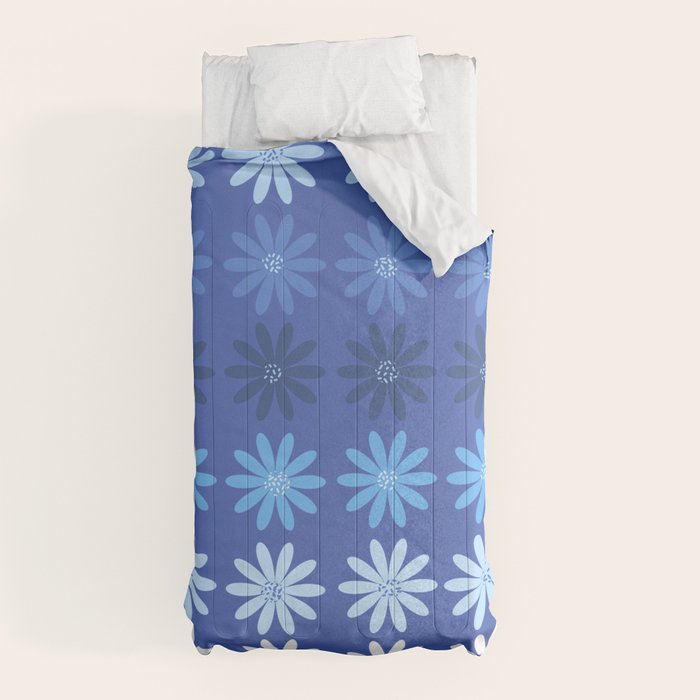 Ombre Abstract Daisies on Cobalt Blue Comforter Gallery Image 5