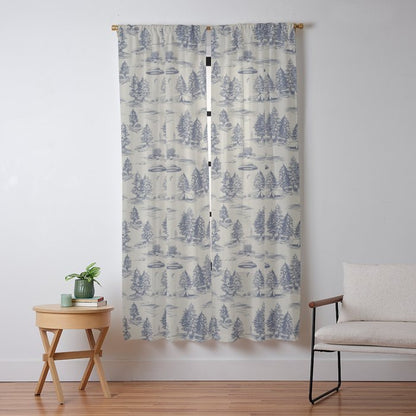 Alien Abduction Toile De Jouy Pattern in Blue Window Curtain Gallery Image 9