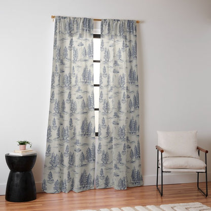 Alien Abduction Toile De Jouy Pattern in Blue Window Curtain Gallery Image 14
