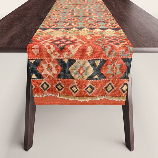 Antique Erzurum Turkish Kilim Rug Print Table Runner Gallery Image 1