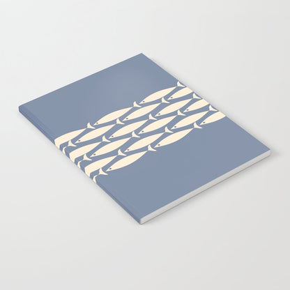 Fish Stripe - Mid Century Modern Minimalism in Stone Blue and Cream Notebook Gallery Image 2