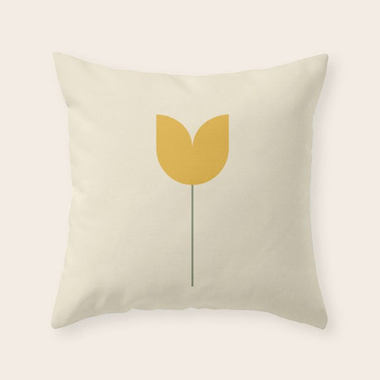 Vintage Tulip Minimalism - Yellow Throw Pillow Gallery Image 1