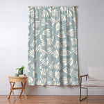Wispy Leaves Contemporary Abstract Pattern in Light Blue-Gray and Cream Window Curtain Gallery Image 1