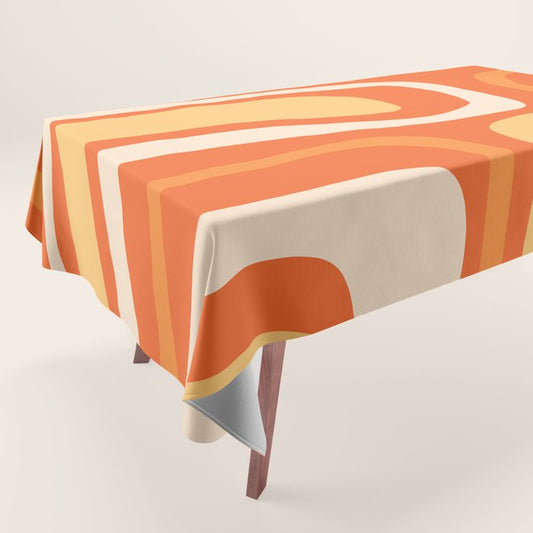Palm Springs Mid Century Modern Abstract Pattern in Bright Orange Tangerine Tones Tablecloth Gallery Image 1