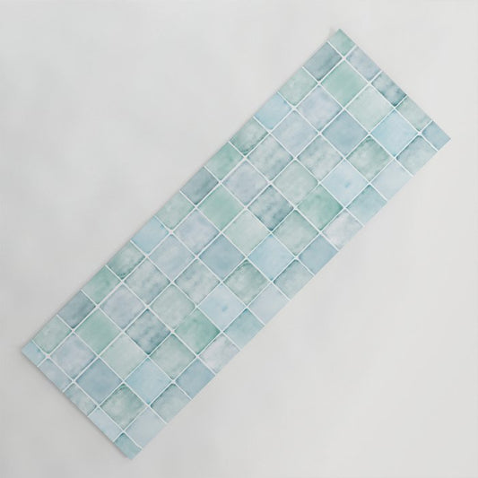 Sea Glass Tiles Watercolor Yoga Mat Gallery Image 1