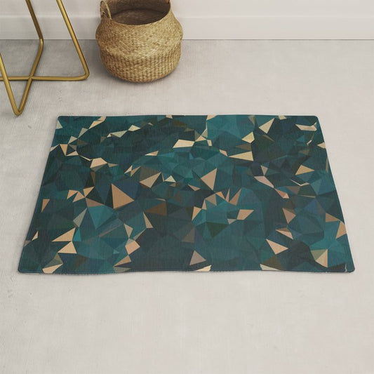 Gold Teal Abstract Low Poly Geometric Triangles Rug Gallery Image 1
