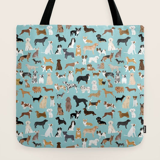 Dogs pattern print must have gifts for dog person mint dog breeds Tote Bag Gallery Image 2