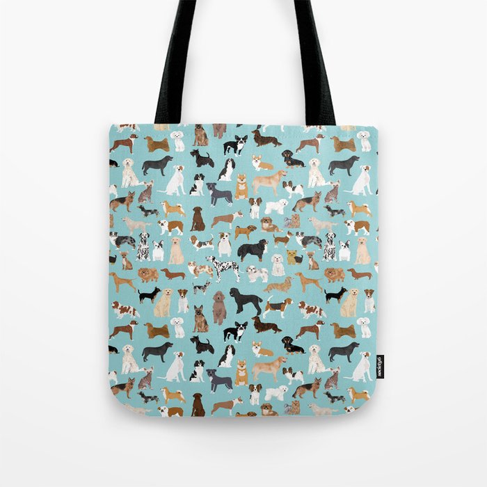 Dogs pattern print must have gifts for dog person mint dog breeds Tote Bag Gallery Image 1