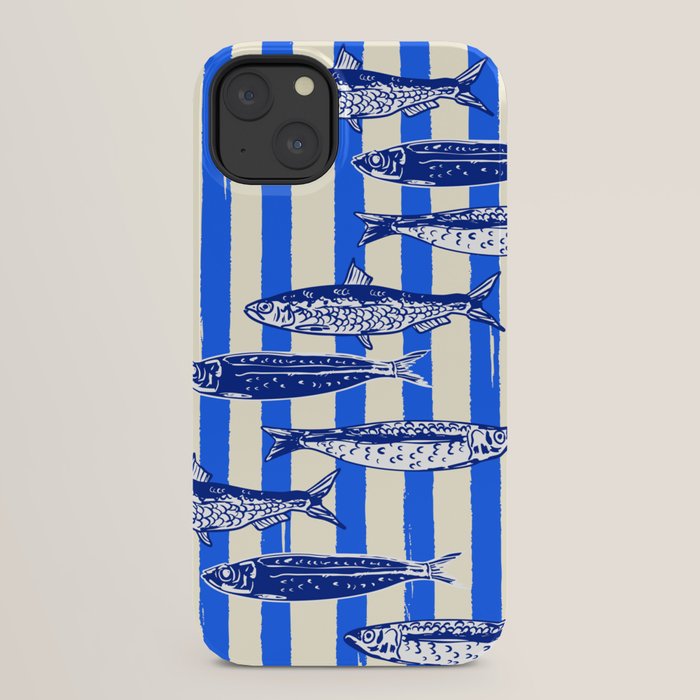 Swimming Sardines - Blue Striped Coastal Art iPhone Case Gallery Image 30