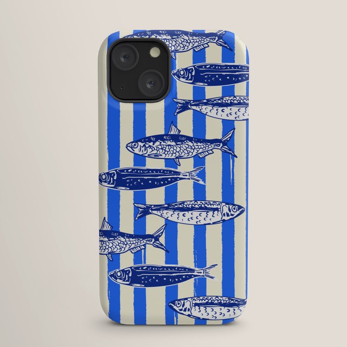 Swimming Sardines - Blue Striped Coastal Art iPhone Case Gallery Image 17