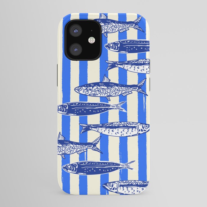 Swimming Sardines - Blue Striped Coastal Art iPhone Case Gallery Image 41