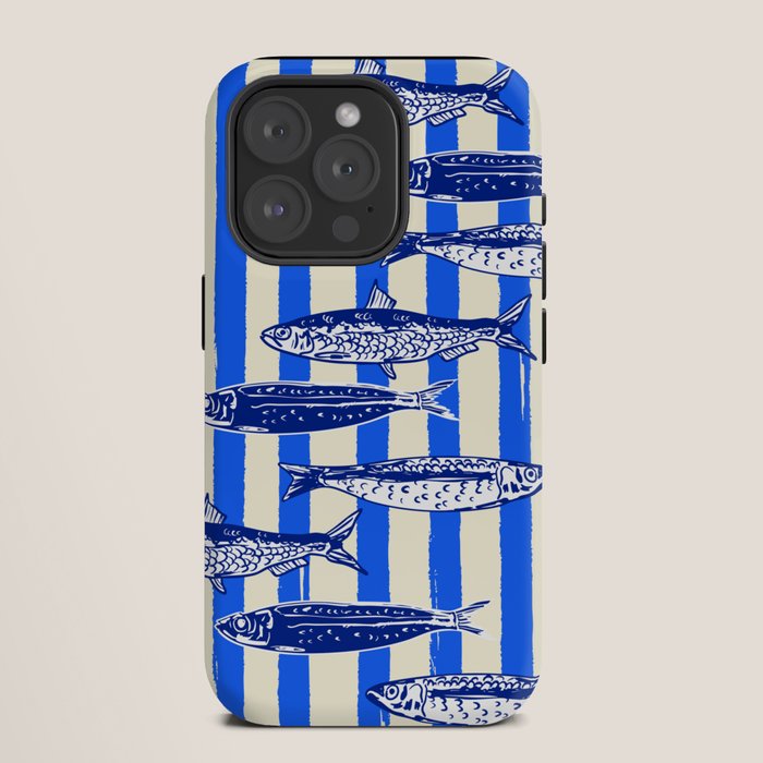 Swimming Sardines - Blue Striped Coastal Art iPhone Case Gallery Image 11