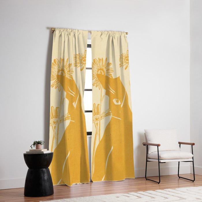 Minimalist Yellow Cat Window Curtain Gallery Image 6
