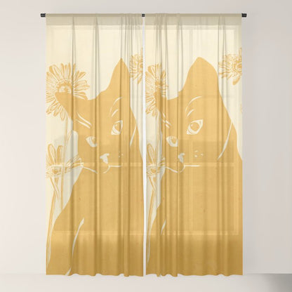 Minimalist Yellow Cat Window Curtain Gallery Image 18