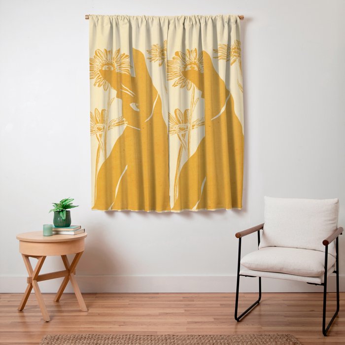 Minimalist Yellow Cat Window Curtain Gallery Image 3