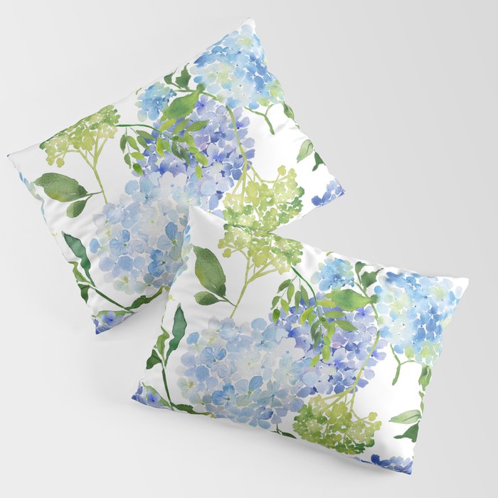 Blue Hydrangea Flowers Pillow Sham Gallery Image 1