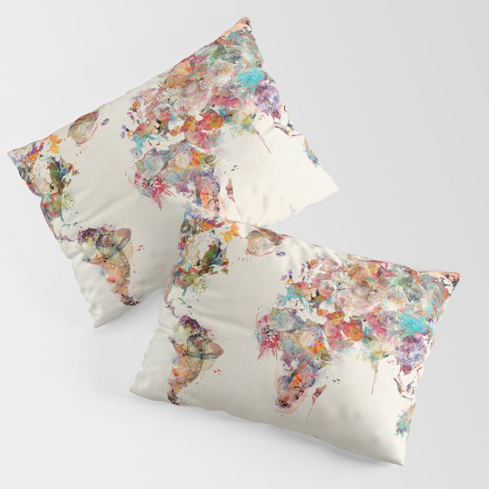 world map watercolor deux Pillow Sham Gallery Image 3
