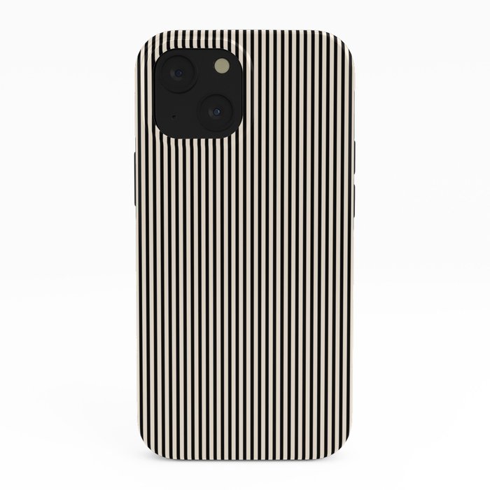 Ultra Fine Stripes Vertical Minimalist Pattern in Black and Almond Cream iPhone Case Gallery Image 38