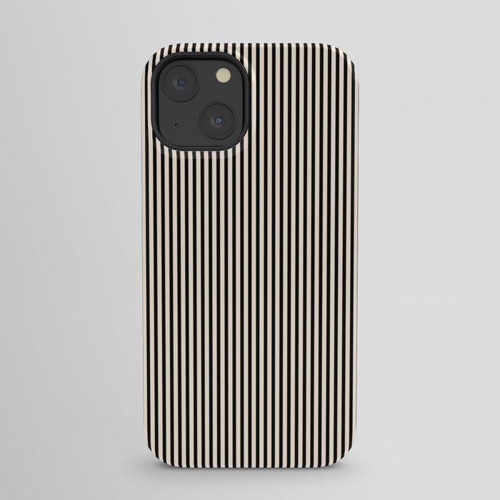Ultra Fine Stripes Vertical Minimalist Pattern in Black and Almond Cream iPhone Case Gallery Image 21