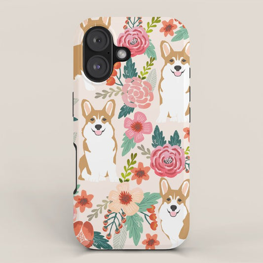 Corgi floral spring bloom flowers nature garden dog dog breeds corgis cute corgi puppies love iPhone Case Gallery Image 1