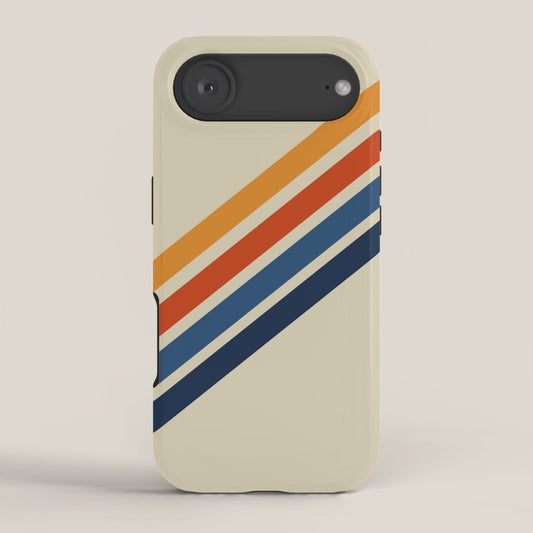 Rainbow 70s 60s Stripe Colorful Rainbow Tan Retro Vintage iPhone Case Gallery Image 2