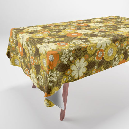 1970s Retro/Vintage Floral Pattern Tablecloth Gallery Image 1