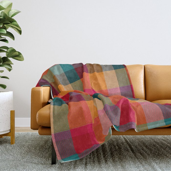 Rainbow Plaid 1 Throw Blanket Gallery Image 2