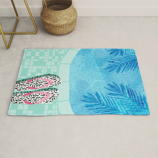 Go Time - resort palm springs poolside oasis swimming athlete vacation topical island summer fun Rug Gallery Image 1