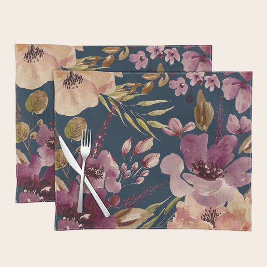 Watercolor Giant flowers fall colors Placemat Gallery Image 1