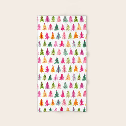 Colorful Vintage Bottlebrush Christmas Trees Bath Towel Gallery Image 2