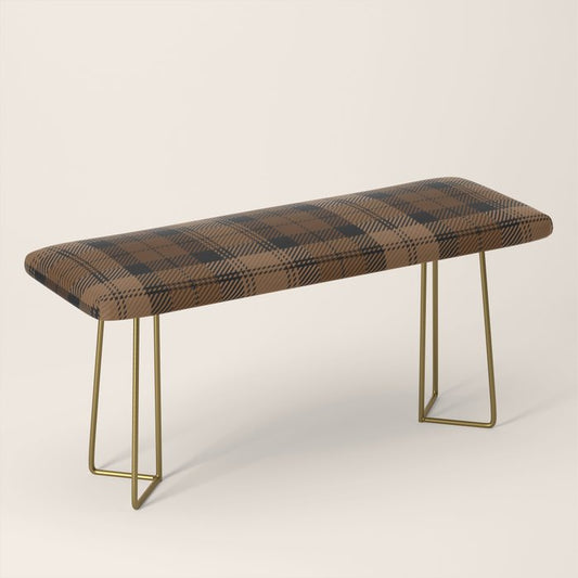 Black Brown Tartan Plaid Scottish Pattern Bench Gallery Image 2
