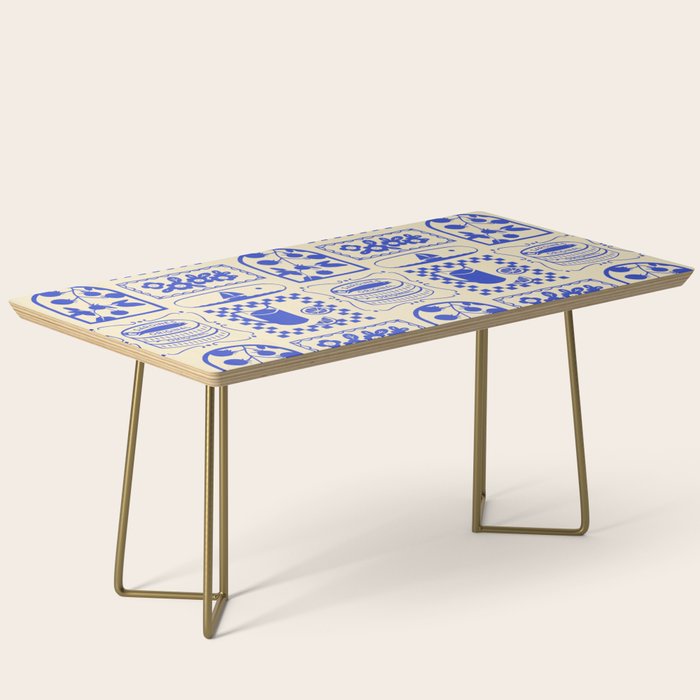 Blue summer vacation patchwork art pattern Coffee Table Gallery Image 2